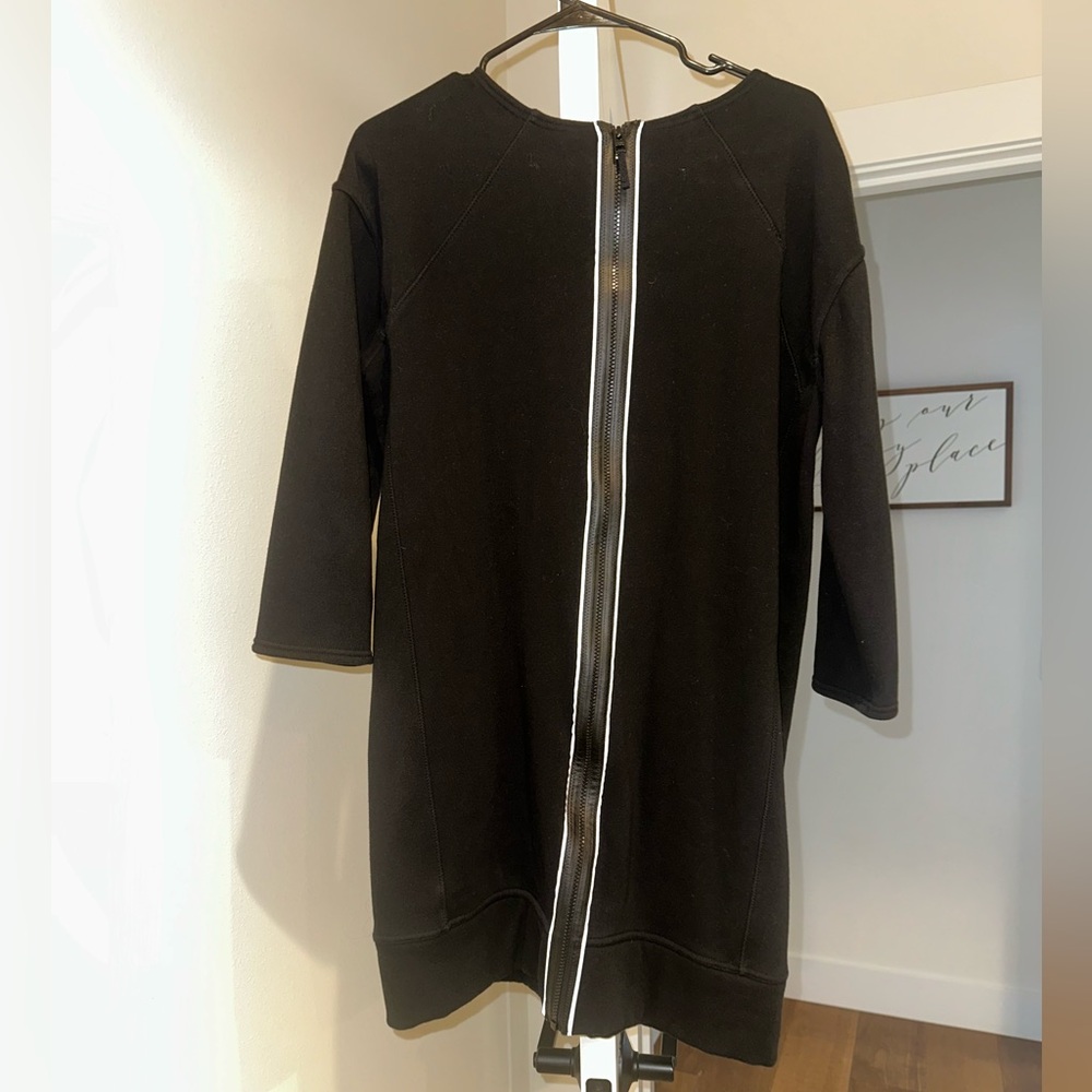 Athleta Long Sleeve Black Dress with Front Zipper